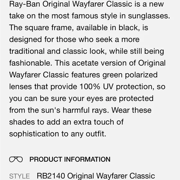 Authentic Ray-Ban Wayfarer Polarized Black Sunglasses with Case - Picture 8 of 10